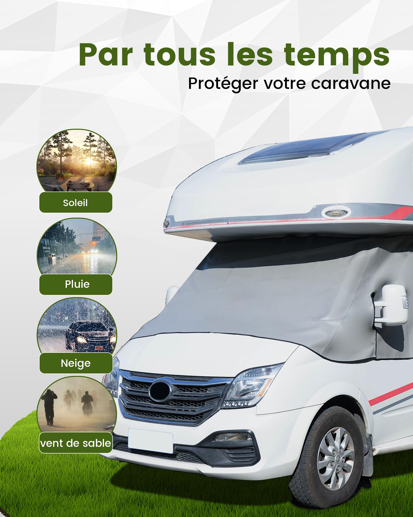 Couverture de pare-brise avant Thermomatte pour camping-car Accessoires, Protection complète contre le soleil, le froid et la poussière, Couverture de pare-brise grise Convient pour FIAT
