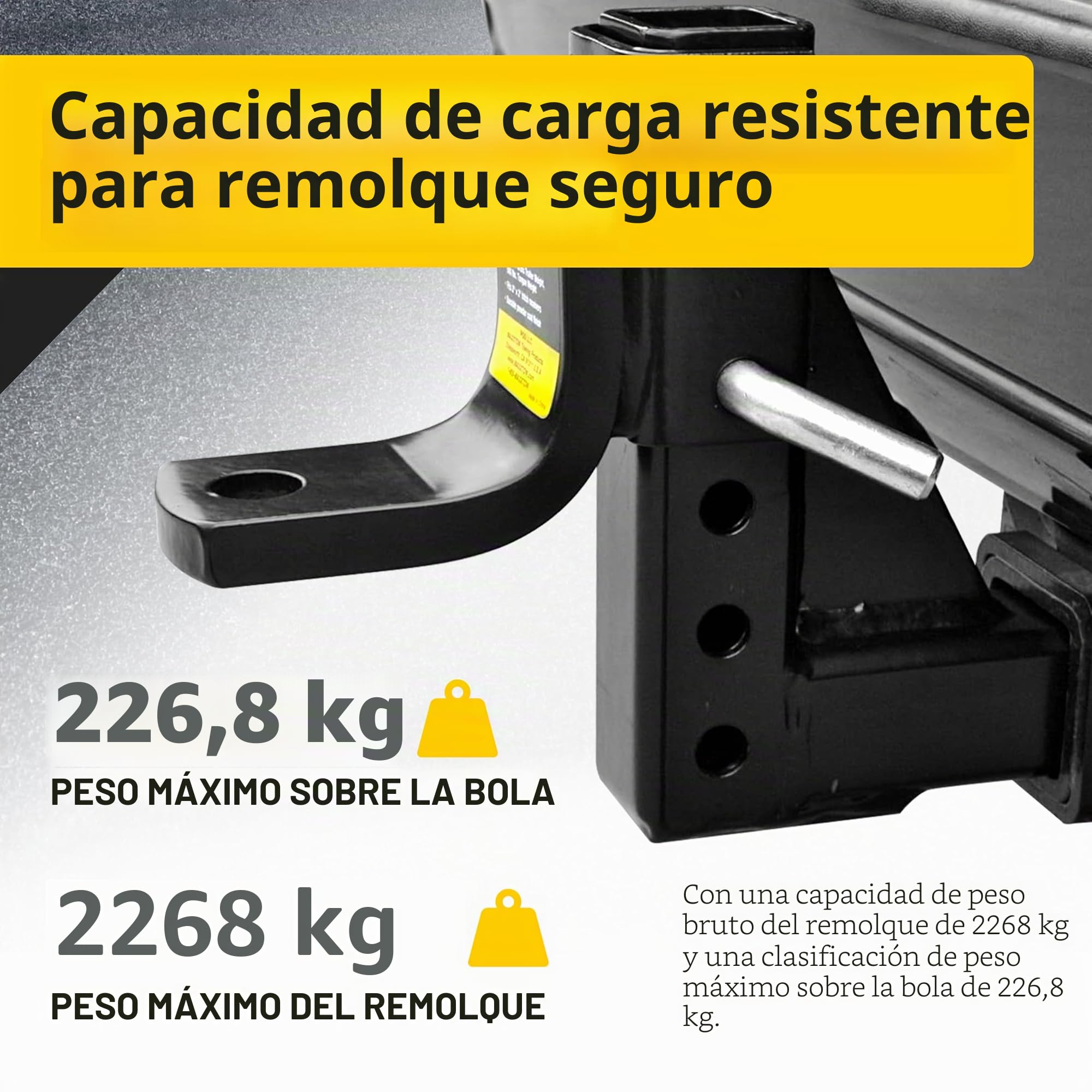 MAXXHAUL 70067 - Enganche de Remolque - Enganche de Remolque Ajustable de 8 Posiciones - 5000 Libras de Capacidad GTW, Color Negro