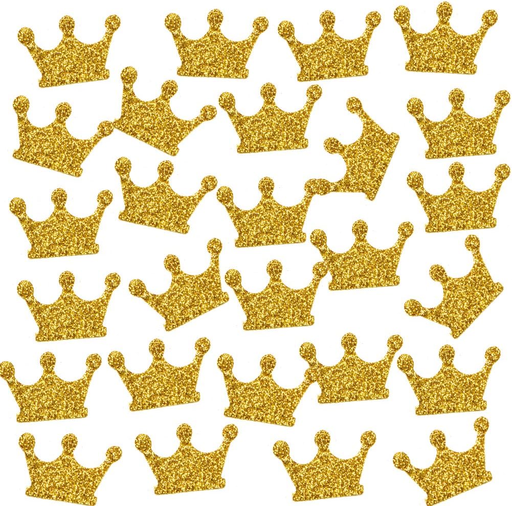 MOWO Gold Crown Confetti Table Decor and Party Wedding Event Decor, Gold Glitter, 200 Count