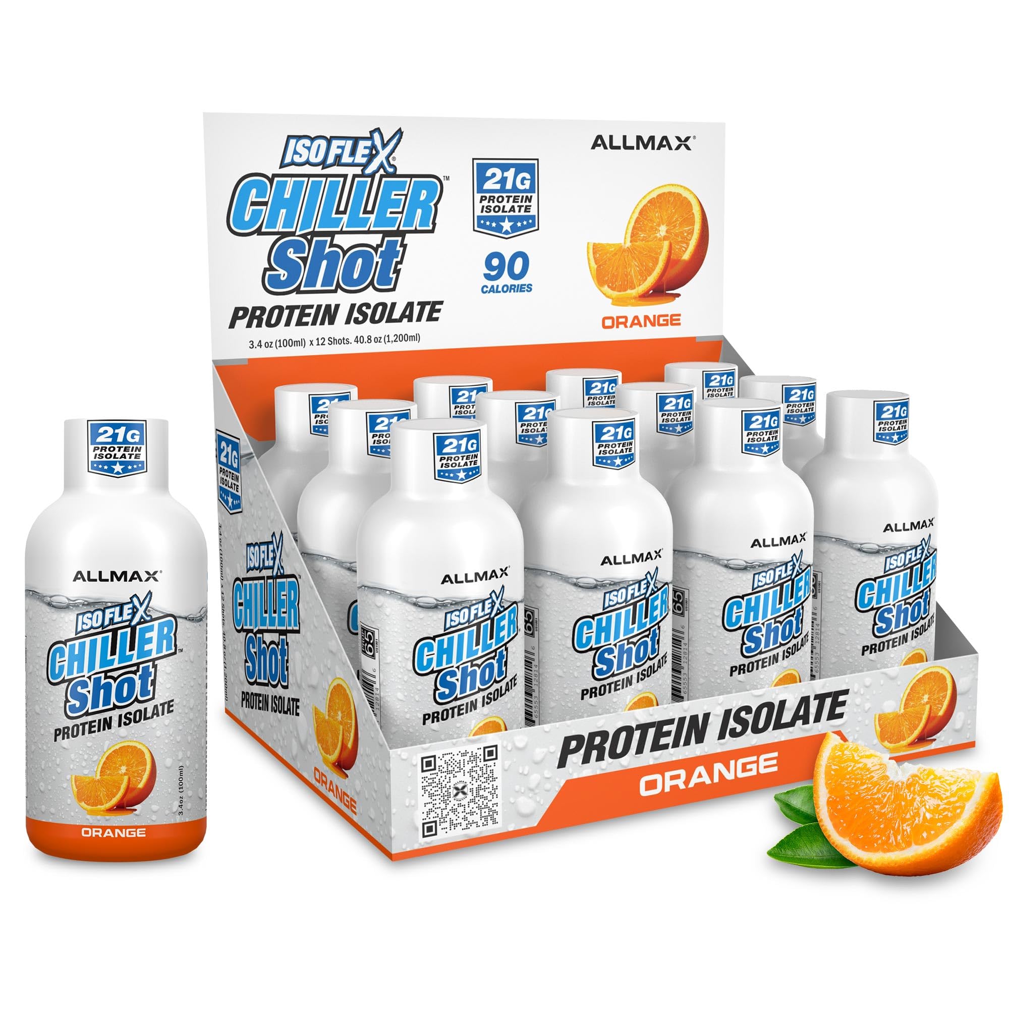 ALLMAX Isoflex Chiller Protein Shot, 21g Whey Isolate, RTD, 12 Count
