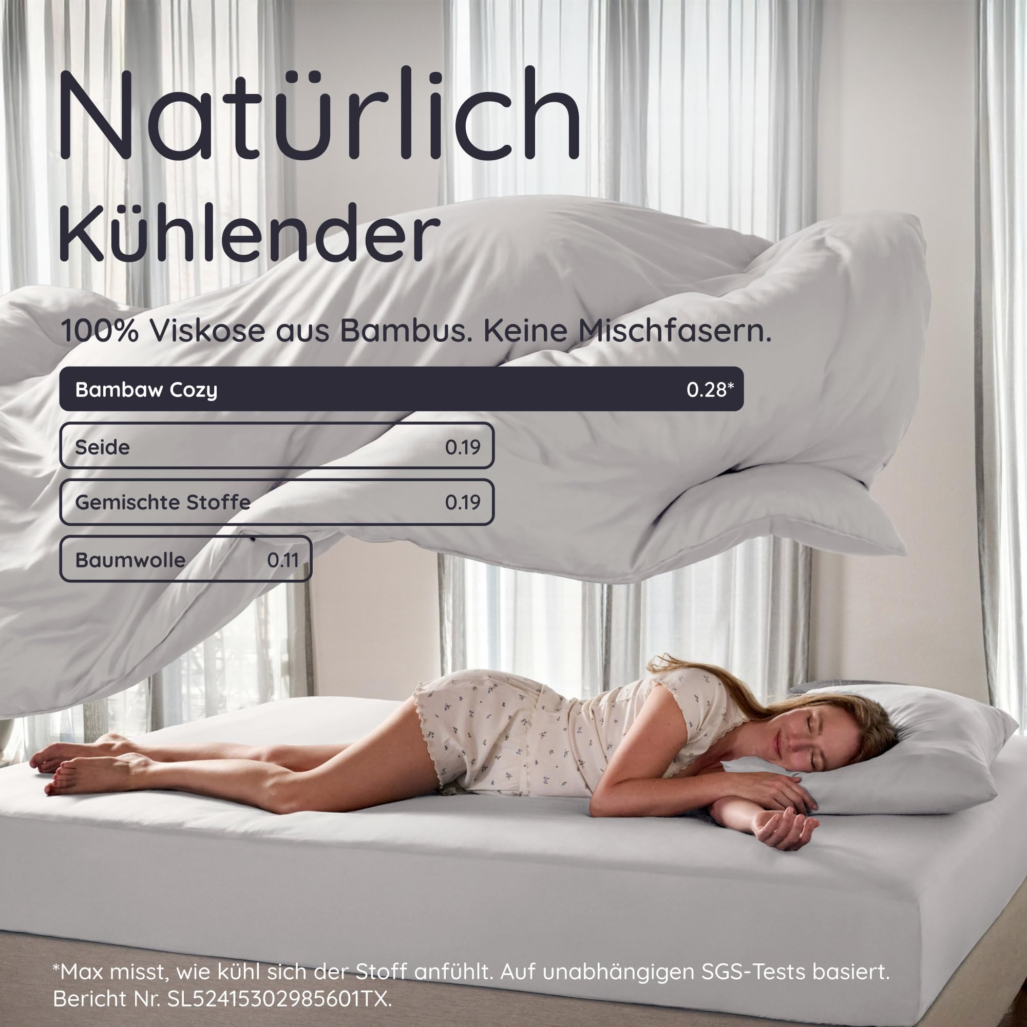Bambaw Kühlende Bettwäsche Bambus 135x200 cm, 2-Teilige Set (Hellgrau)