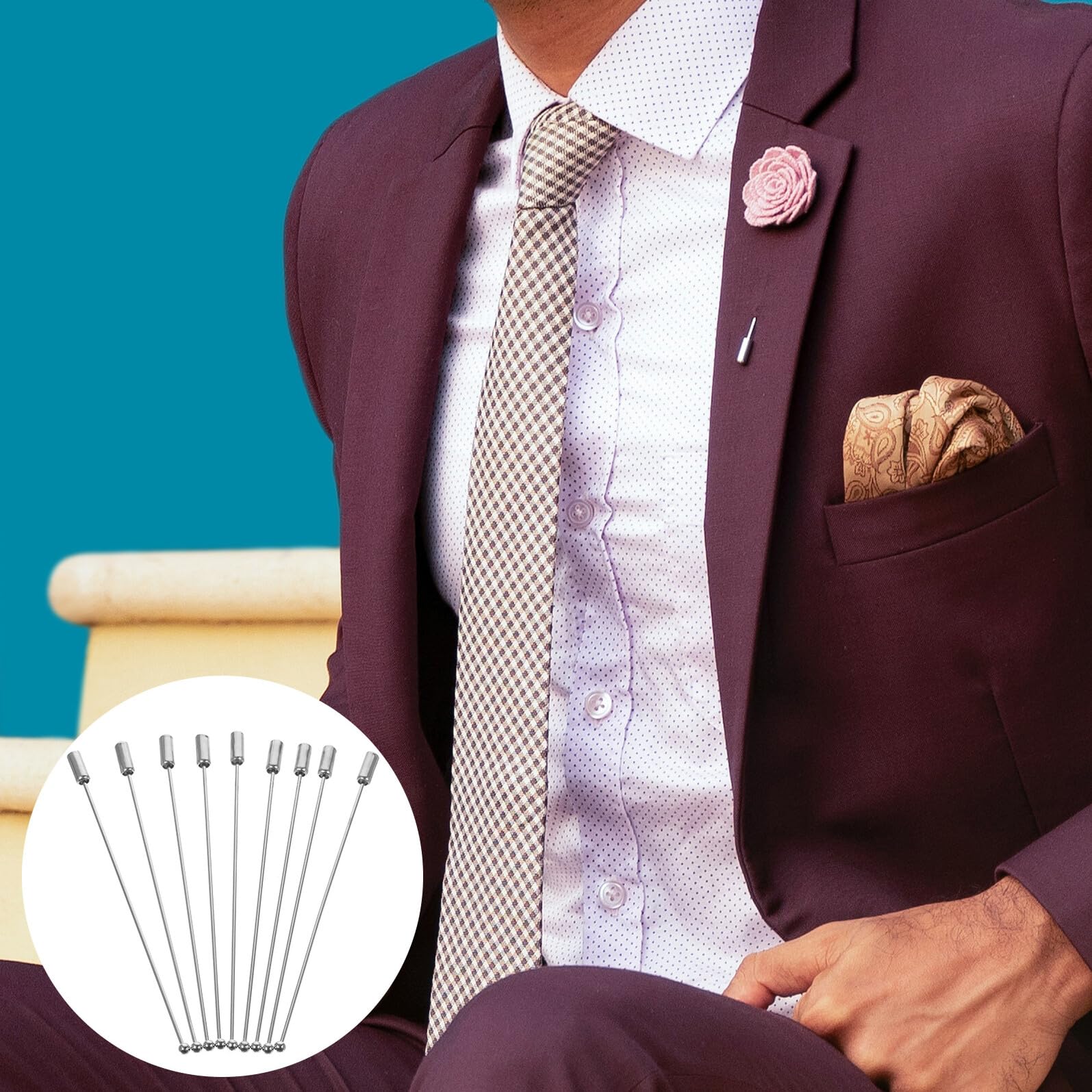 Angoily 160 Piezas Alfileres Metálicos con Cabeza de Bola Pasadores para Corsage y Broches Accesorios para Manualidades y Joyería DIY