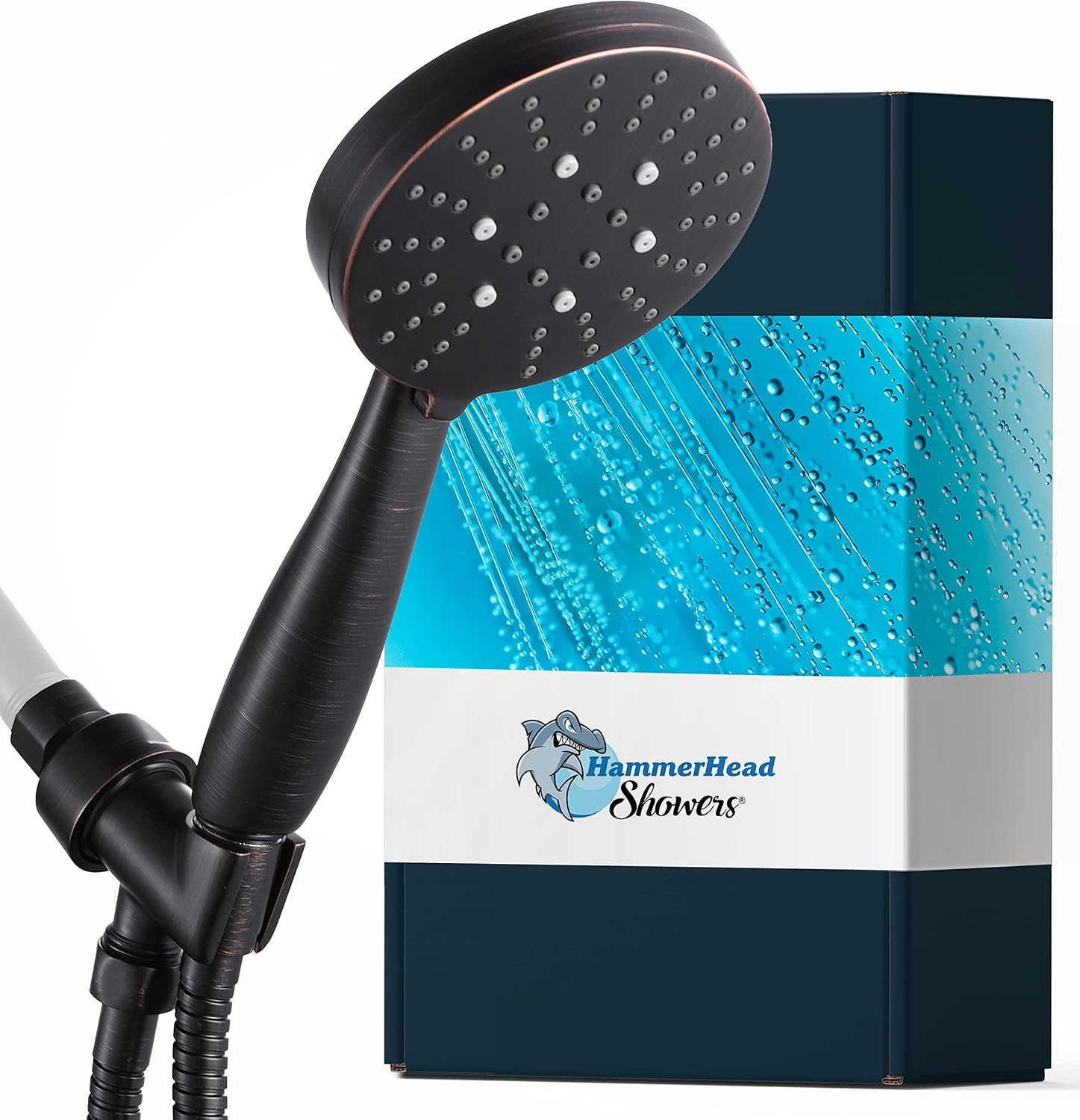 ALL METAL 3-Spray Handheld Shower Head with Long Hose and Brass Holder - OIL RUBBED BRONZE - Showerhead With Handheld Sprayer - WIDE, MASSAGE, and MIST Sprays - 2.5 GPM Multi-function Shower Sprayer