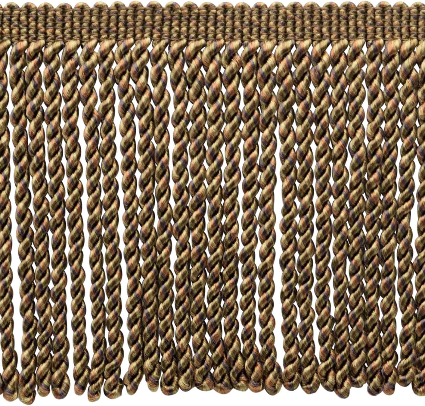 DÉCOPRO 5 Yard Value Pack / 6 Inch Long/Oak Brown Light Brown Artichoke Bullion Fringe Trim/Style# BFMLT6 (27837) / Color: Latte - PR08 (15 Ft / 4.6 Meters)