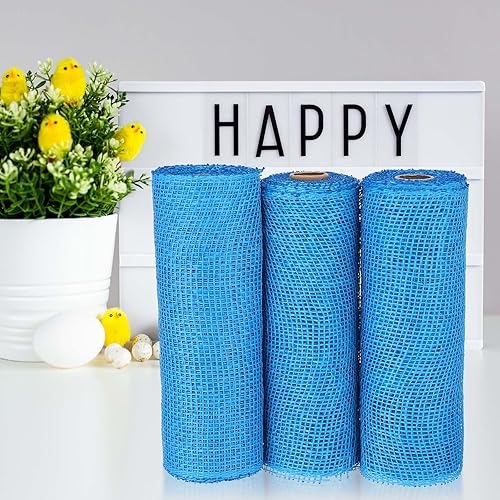 Vista 19 de 3 rollos de malla decorativa de arpillera de poliéster de 10 pulgadas de ancho, rollos de cinta decorativa de poliéster para decoración de coronas