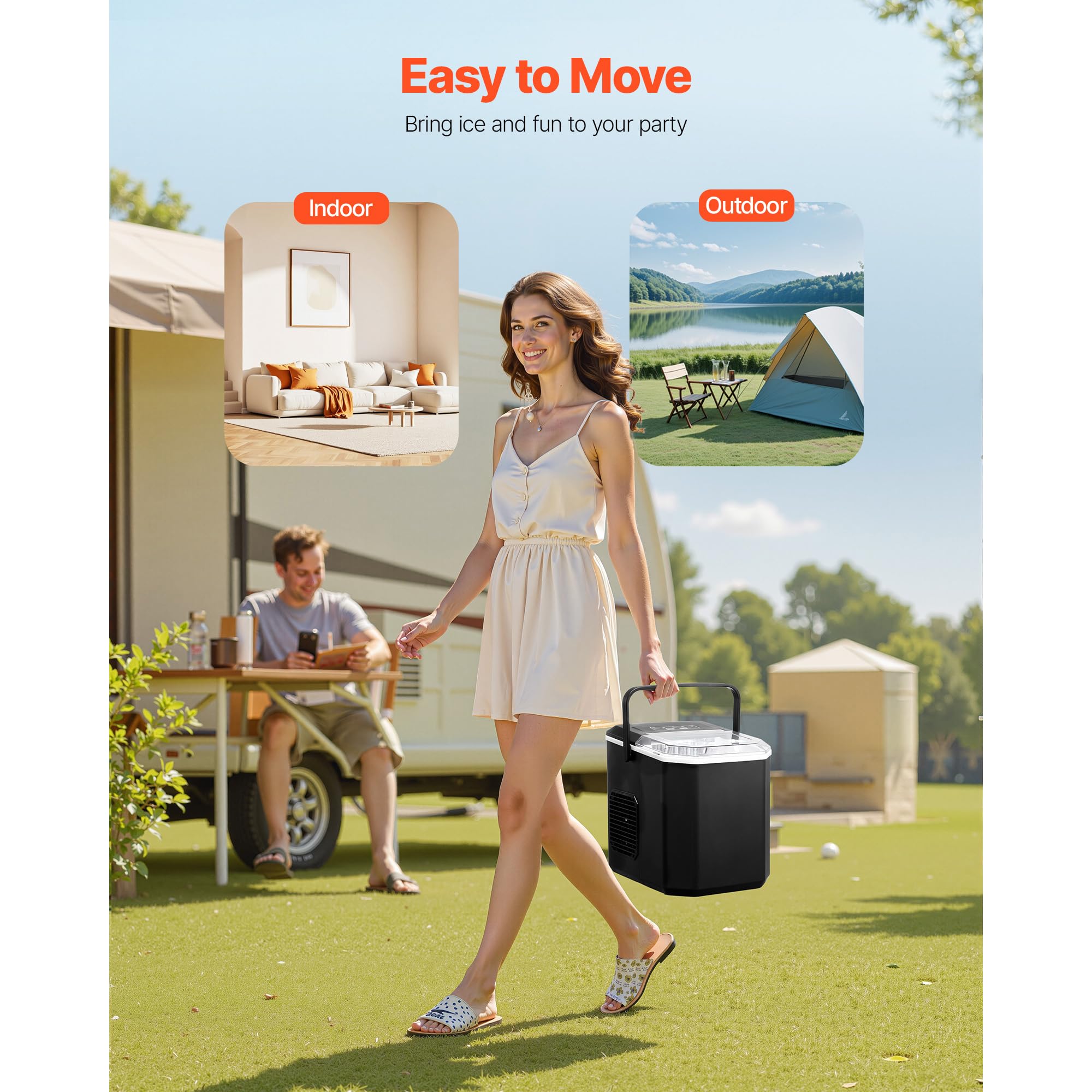 Happybuy Countertop Ice Maker - 9 Cubes In Just 6 Mins! 26lbs Daily Output. Self - Cleaning, Portable. Comes With Scoop & Basket. 2 - Size Bullet Ice For Home, Kitchen, Office, Bar & Party​ on Fridge.com - View 6