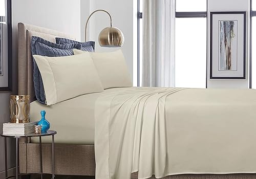 Tribeca Living Par de almohadas de algodón percal de 500 hilos, tamaño King, luz de luna