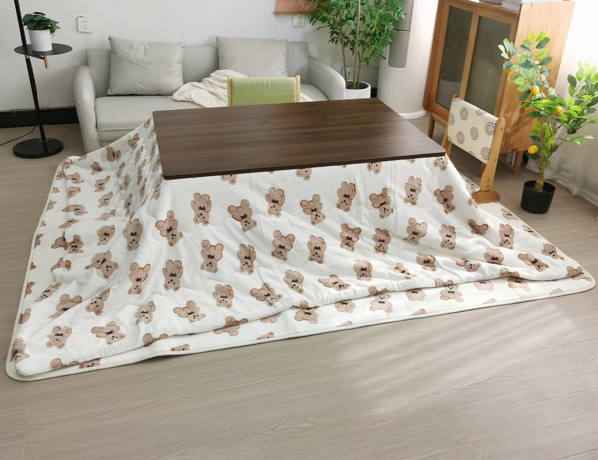 Stół grzewczy, Kotatsu, Stół Kotatsu, Stoły Stołowe Podgrzewany, Elektryczny Ogrzewanie Stołowe, Stół grzewczy, Zimowy Stół Sypialnia Salon, Kolor : Walnut