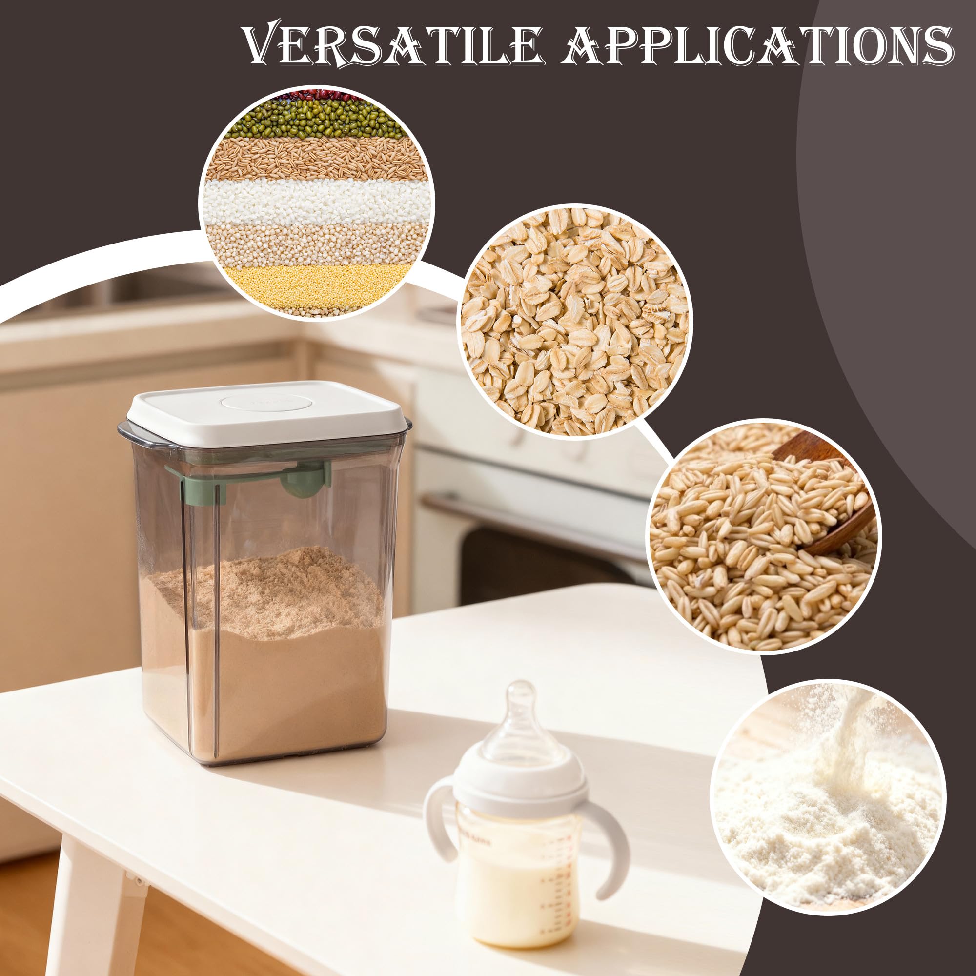 Distributeur De Lait en Poudre 2300ml,avec une Cuillère pour Conserver le Lait en Poudre, le Thé, les Légumineuses, les Céréales et les Snacks (Modèle brun, 2 300 ml)