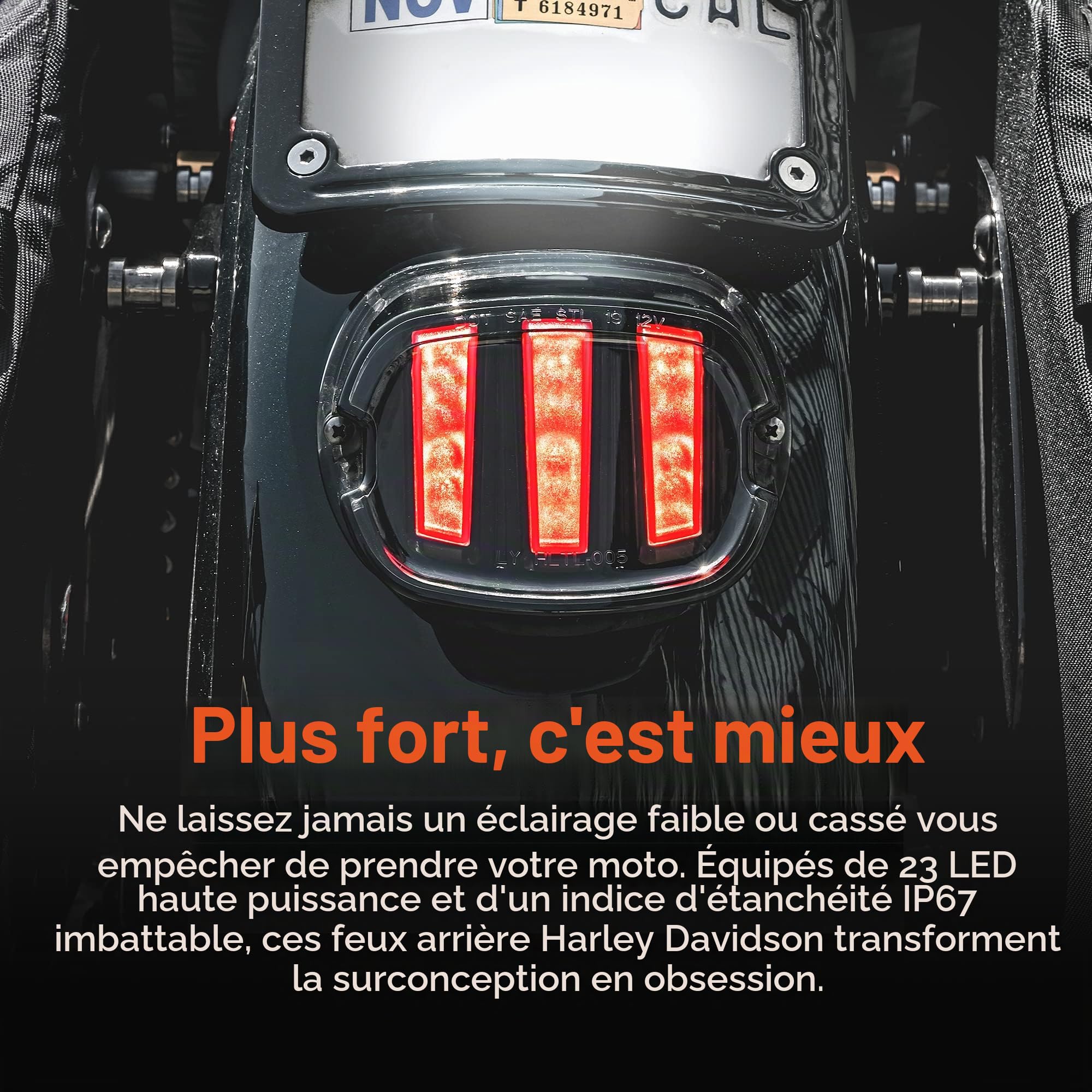 Feu arrière de frein LED pour Harley Davidson [clignotant style F1] [clignotant] [Directionnel] [Design de griffe] [DOT] [Plug-n-Play] Feu de frein arrière compatible avec Sportster Fatboy Softail