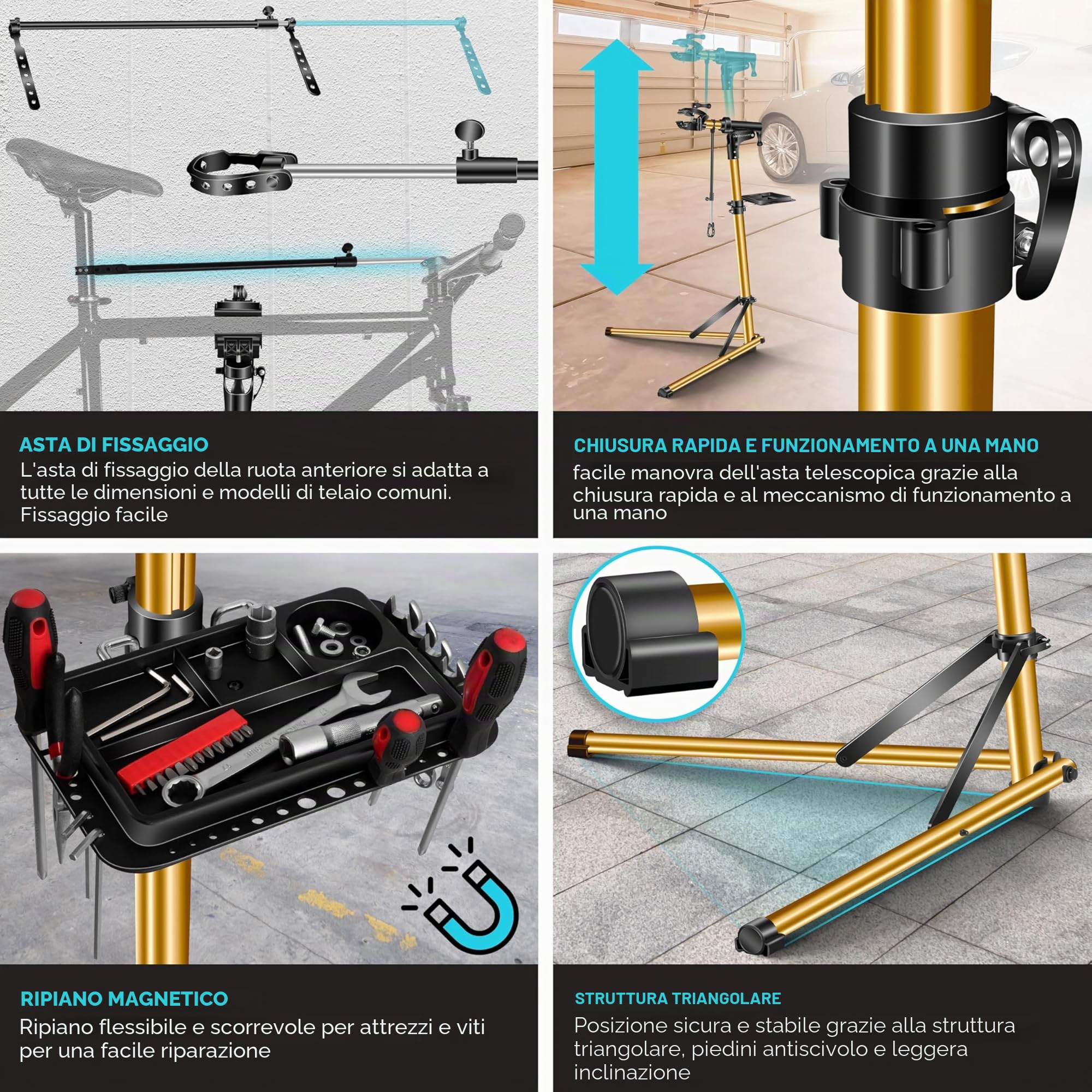KESSER® Cavalletto di Montaggio per Biciclette Cavalletto di Riparazione Professionale in Alluminio per Biciclette Mountain Bike Cavalletto di Montaggio per e-Bike per carichi