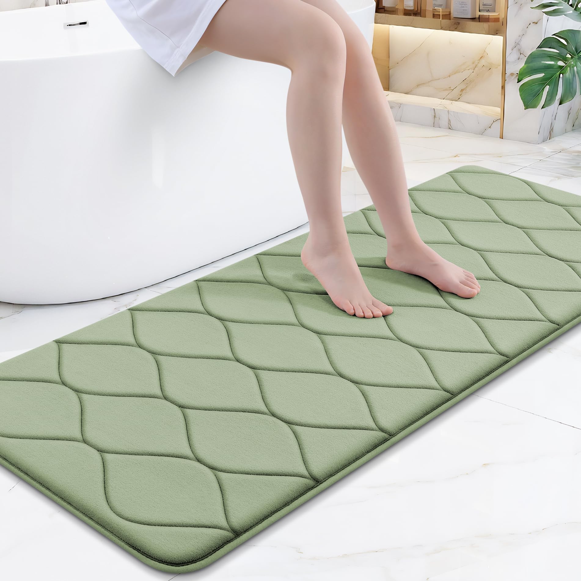 Smiry Memory Foam Bath Mat 59x24, Ultra Soft Absorbent Bathroom Rugs