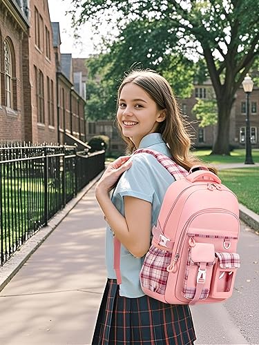 Miniatura 7 de Mochila para niñas, mochila escolar linda para niñas, niños y adolescentes, mochila Kawaii para primaria, Rosa, Mediana, Mochilas Tradicionales