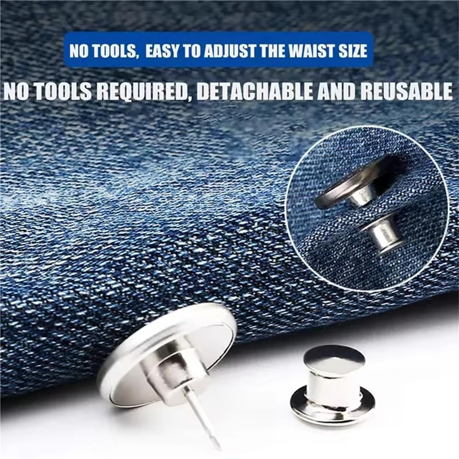 30/60 pines sueltos para jeans sin costura, botón de repuesto instantáneo (60 piezas)