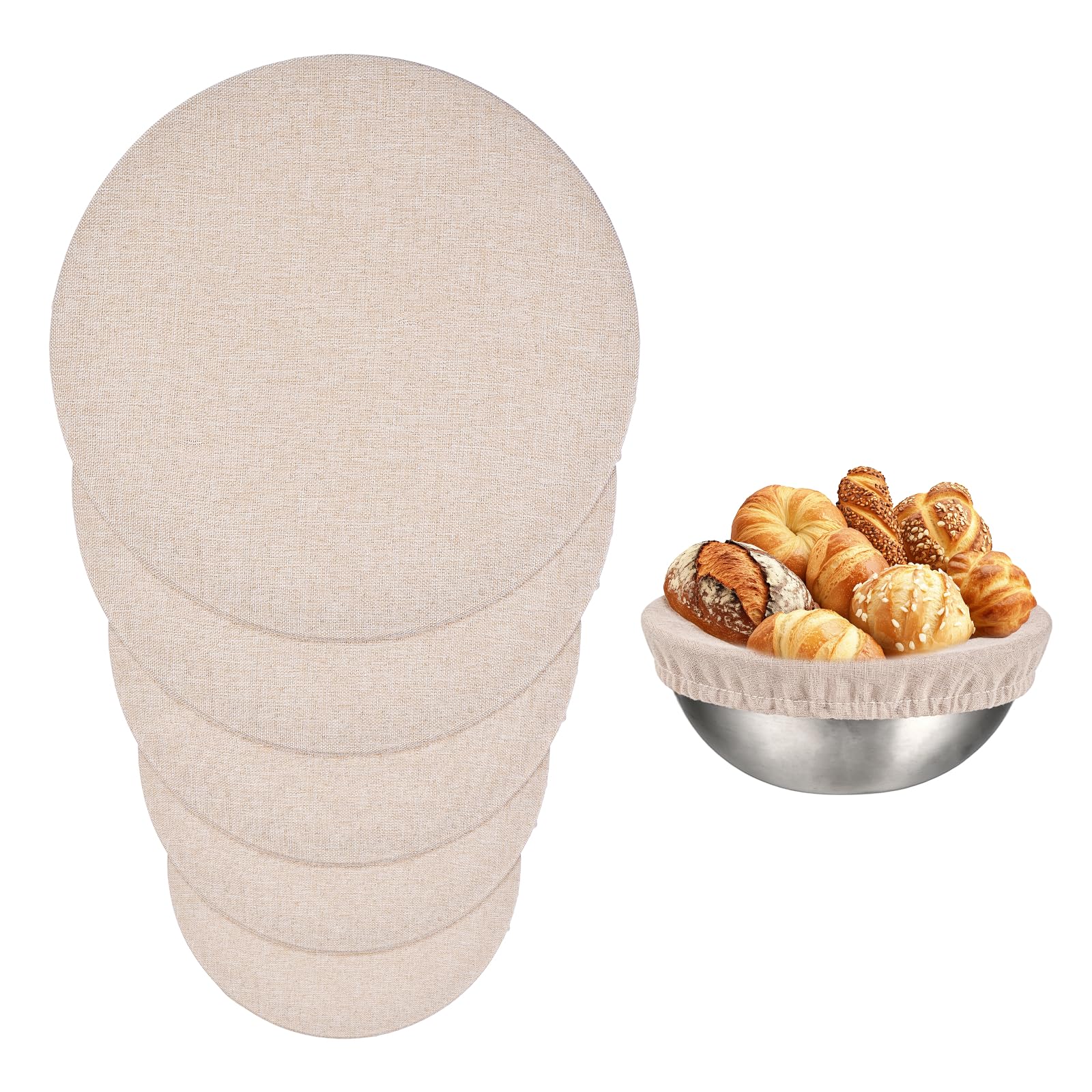 sourcing map 5 Pack Reusable Bowl Covers, Food Storage Bowl Covers in 5 Sizes Stretch Cloth Fabric Bread Sourdough Lids for Proofing Food Fruits Leftover, Beige Gray