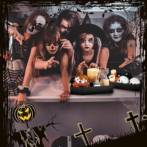 Miniatura 6 de Kigley Bandeja de madera para servir ataúd de Halloween, caja de regalo de ataúd, espeluznante gótica, decoración del hogar, gótica espeluznante