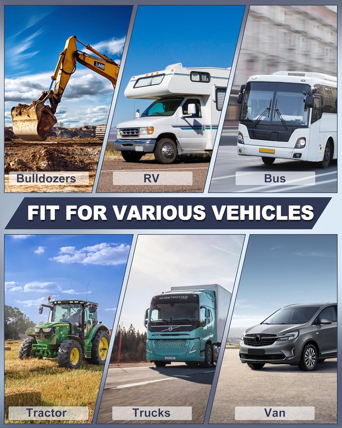 Contents included in the Treeligo RV Air Conditioner package, showing the rooftop unit, ceiling assembly, interior trim, waterproof sponge strip, manual, screw pack, remote control, and mounting bracket.