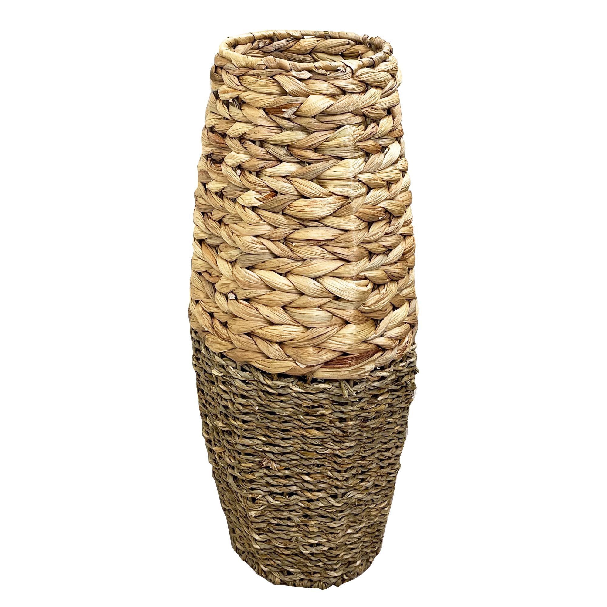 45cm Tall Large Floor Standing Vase for Artificial Flowers Pampas Grasses Woven Seagrass & Water Hyacinth Wicker Home Decor Gift