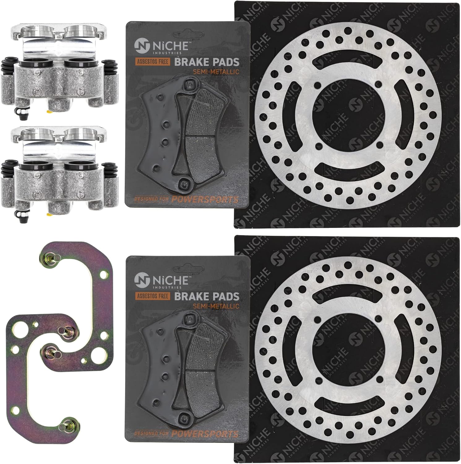 NICHE Front Brake Rotor Caliper Pad Kit for Polaris Ranger 500 Crew 700 1911284 5244314 2205949 1911348 1912498 1911349