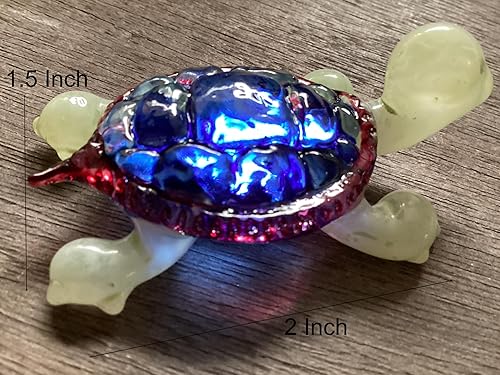 Miniatura 4 de Figura de cristal de tortuga azul hecha a mano decorativa para el jardín