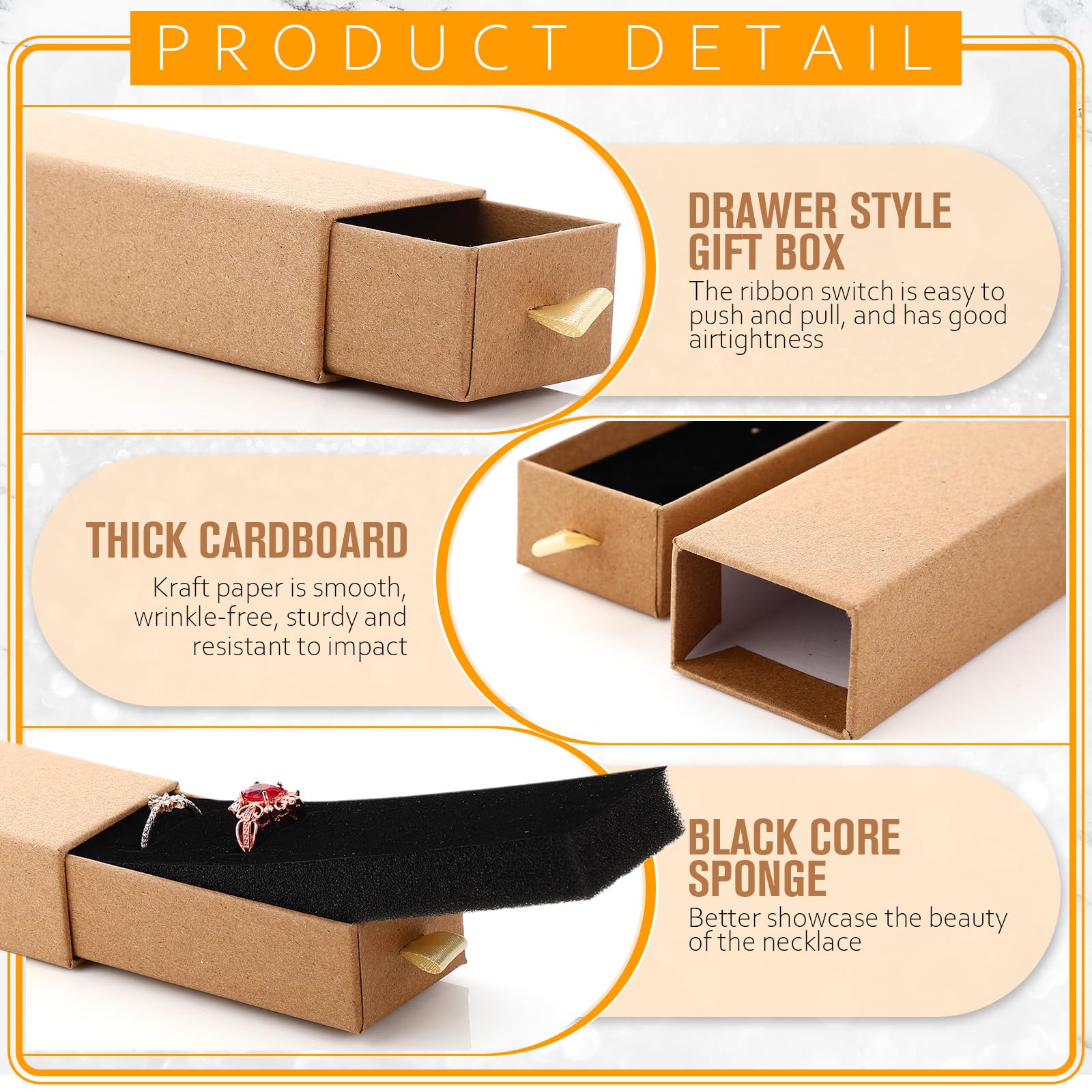 Kenning 36 cajas de regalo de joyería para collares, caja de collar con cajón deslizante vacía para exhibir collares, cadenas, pulseras, organizador para propuesta de San Valentín, boda, fiesta,
