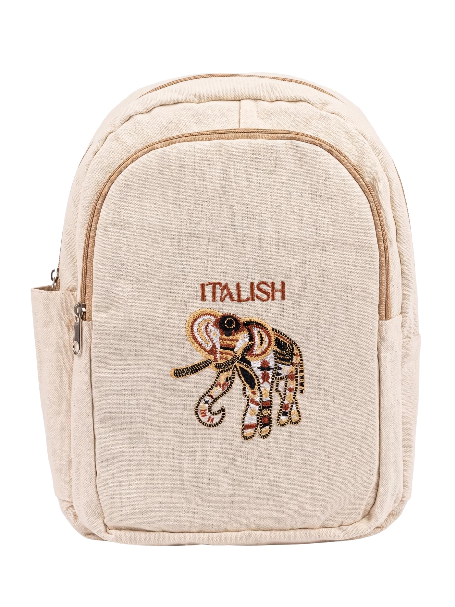 Canvas Backpack Bags for Women Small Embroidered Aesthetic Bag with Elephant Design-image-15