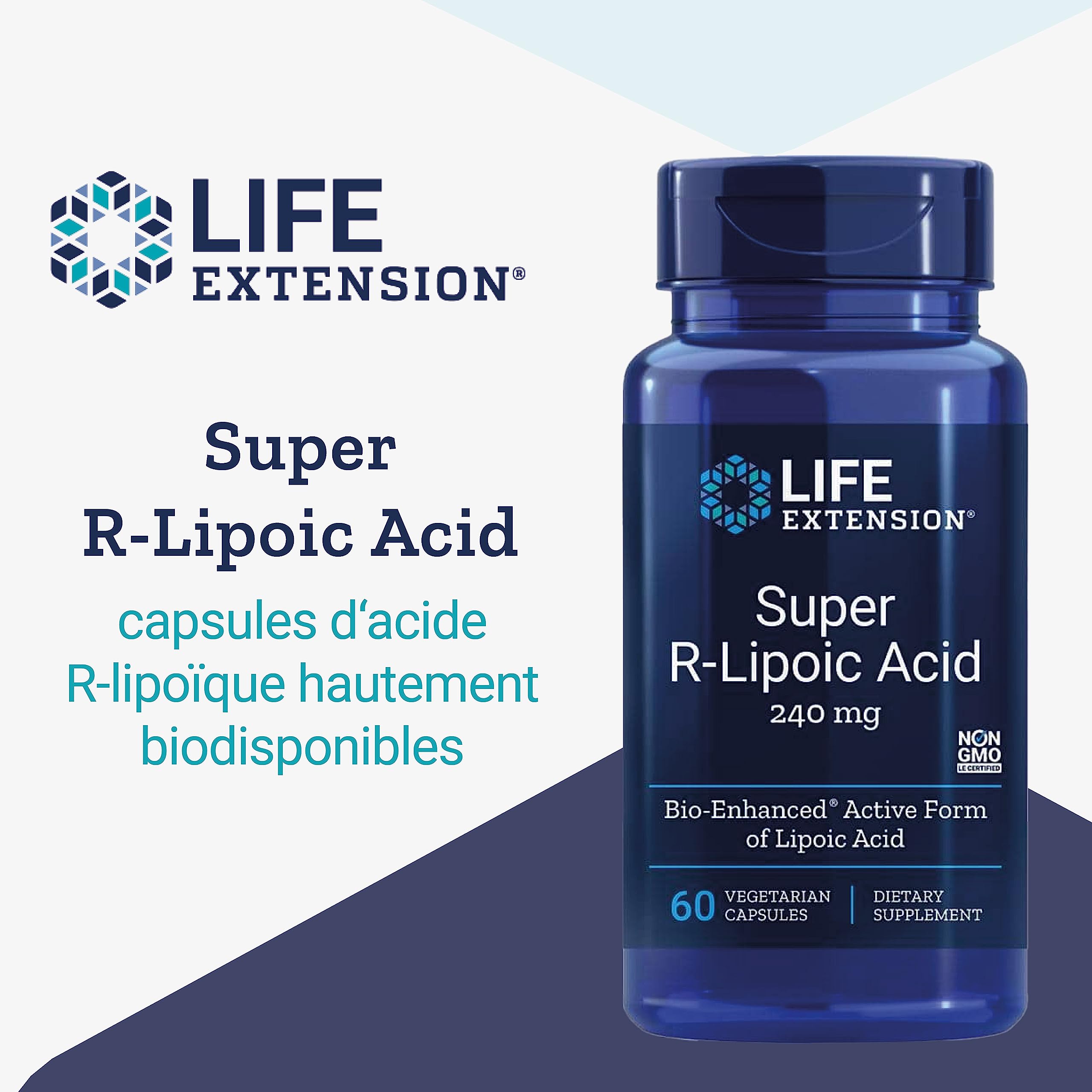 Life Extension, Super R-Lipoic Acid (Acide R-Lipoïque), 240mg, Hautement Dosé, 60 Capsules végétaliennes, Testé en Laboratoire, Sans Gluten, Végétarien, Sans Soja, Sans OGM