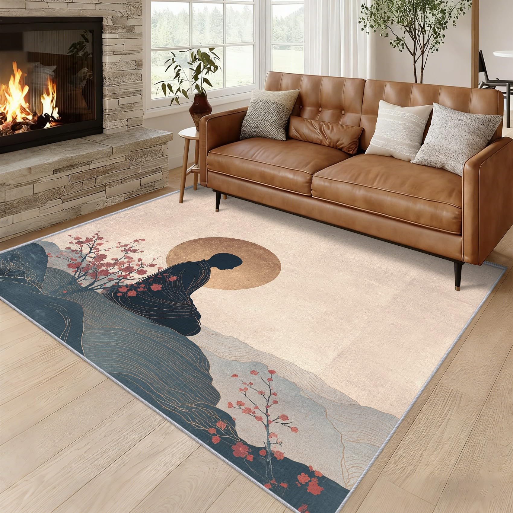 Générique Tapis Zen Bouddha 140x200, Lavable Poils Ras