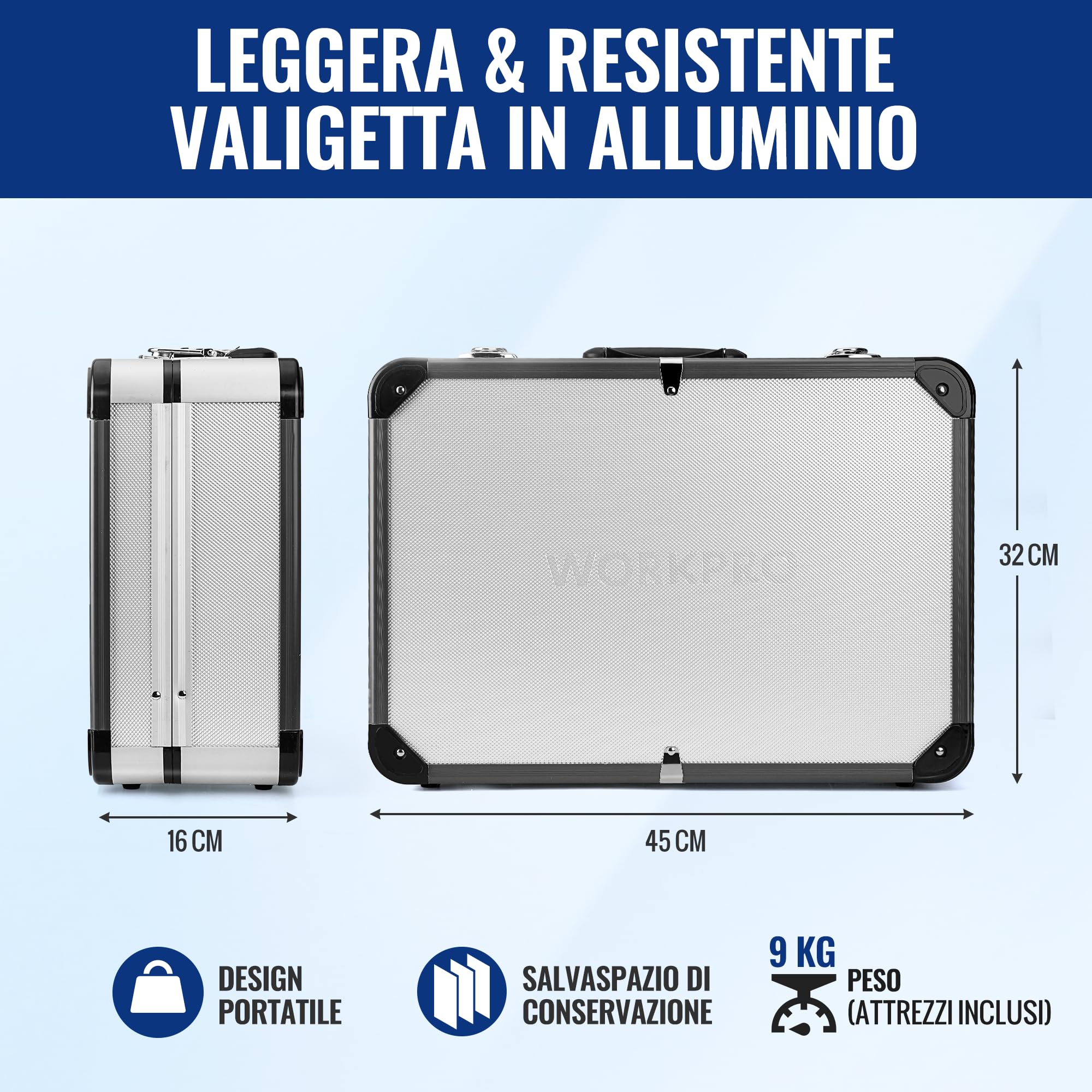 WORKPRO Cassetta Attrezzi da Lavoro Completa 119 Pezzi, Set di Attrezzi, Valigia Porta Utensili, Set Strumenti per Fai da Te