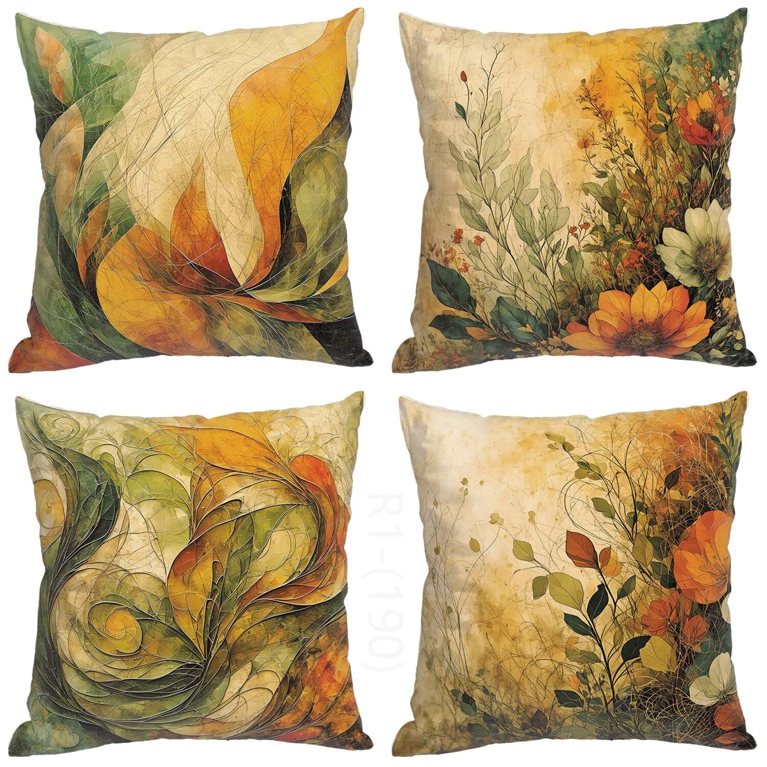 Cuscini Divano Pianta Federe Cuscino Divano 50x50 Copricuscini Federe 4 Pack Astratto Cuscini Decorativi, con Cerniera Invisibile Fodere Cuscino per Giardino Soggiorno Camera Decorazioni Casa H2-190