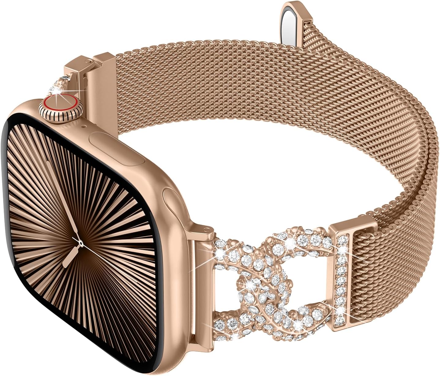 Metal Band Compatible with Apple Watch Bands for Women 38/40/41/42/44/45/46/49mm Stainless Steel Mesh Magnetic Classy C-shaped Diamond Strap for iWatch SE Series 11/10/9/8/7/6/5/4/3/2/1/Ultra