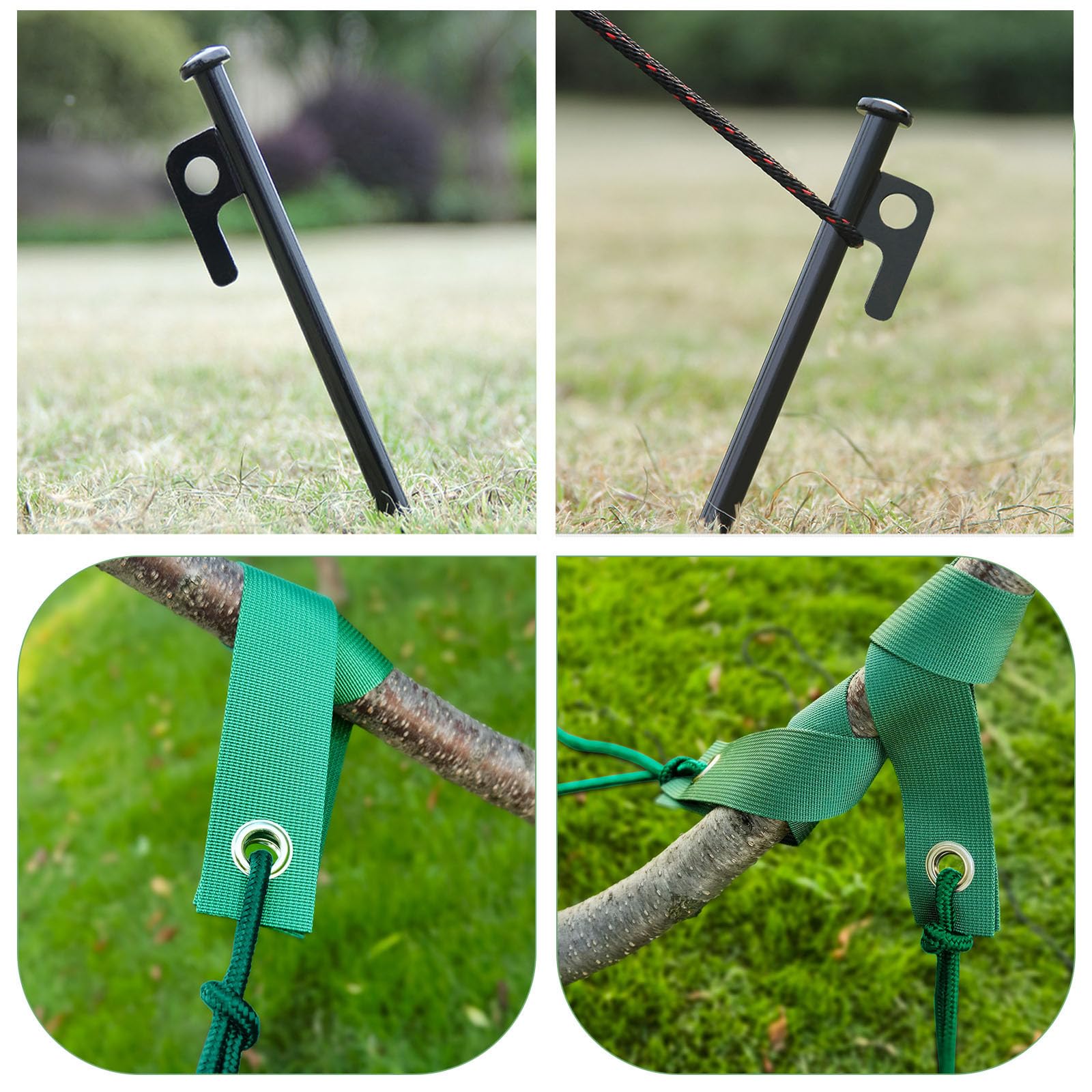 3-teiliges robustes Stahl-Baumpfahl-Set mit 30 cm Heringen, 40 cm langen Gurten und 100 m Seil zum Schutz des Baumes