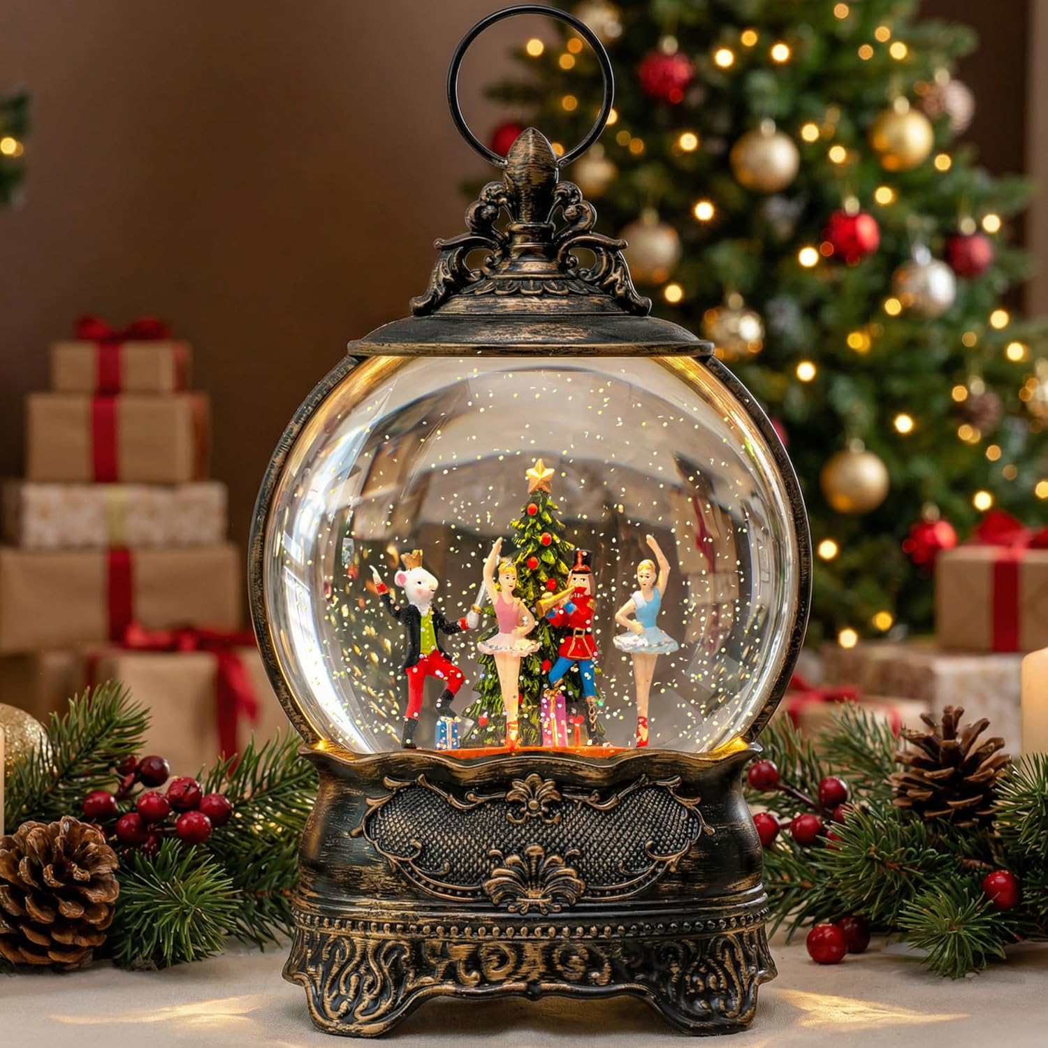 Christmas Snow Globe Lantern, Clara &Nutcracker and Mouse King Christmas Tree Musical Snow Water Lantern Swirling Glittering Holiday Decorations Gifts for Family, Children or Friends Christmas Snow Globe Lantern, Clara &Nutcracker and Mouse King Christmas Tree Musical Snow Water Lantern Swirling Glittering Holiday Decorations Gifts for Family, Children or Friends