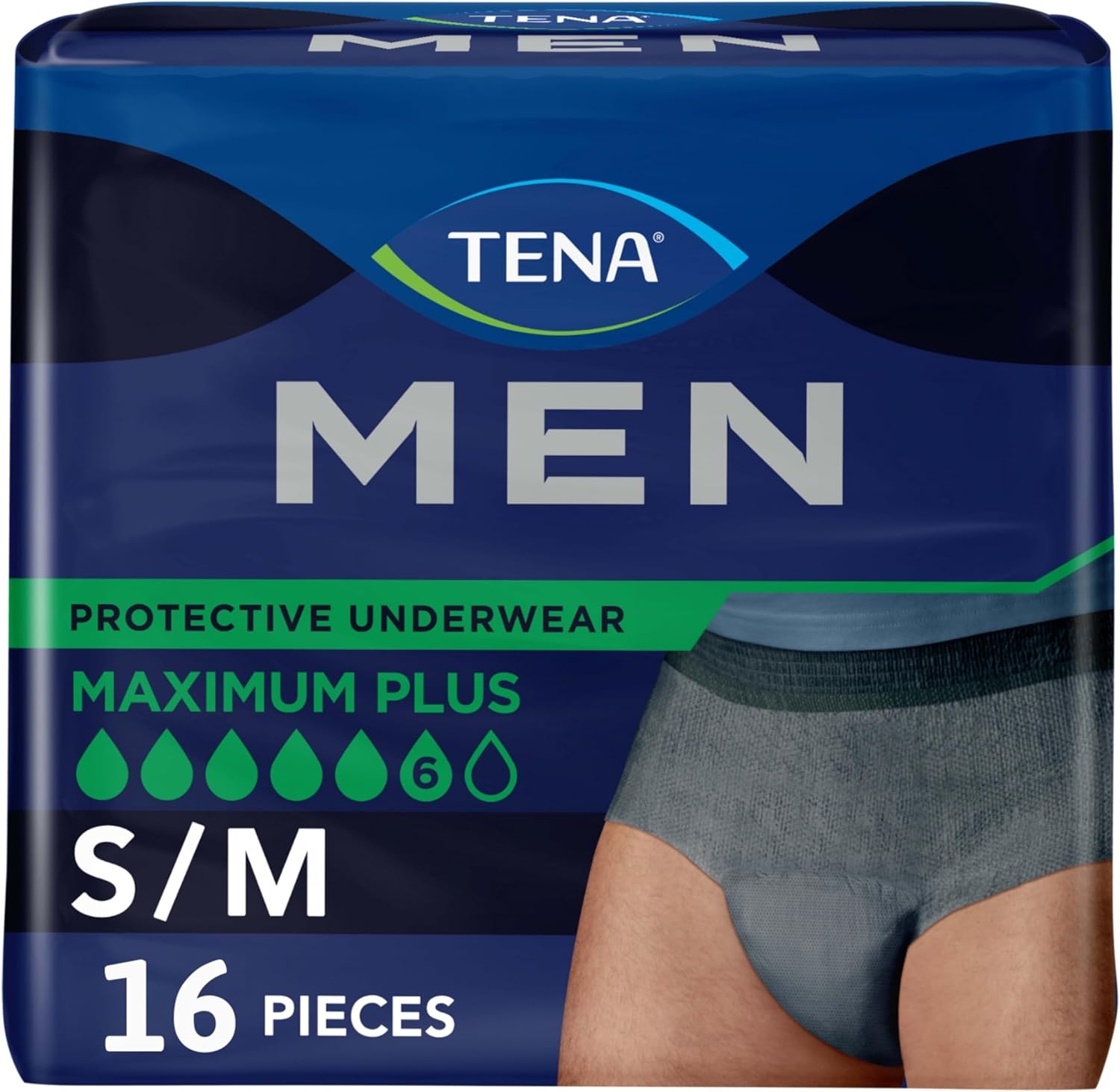 Tena Incontinence/Bladder Control Underwear for Men, Protective, Medium/Large, 16 ct Small/Medium 16