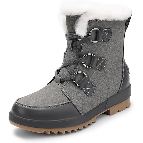 DREAM PAIRS Ankle Winter Boots for Women Snow Boots Anti-Slip Resistant Classic Warm Faux Fur Lined Lace Up for Outdoor Hiking Walking