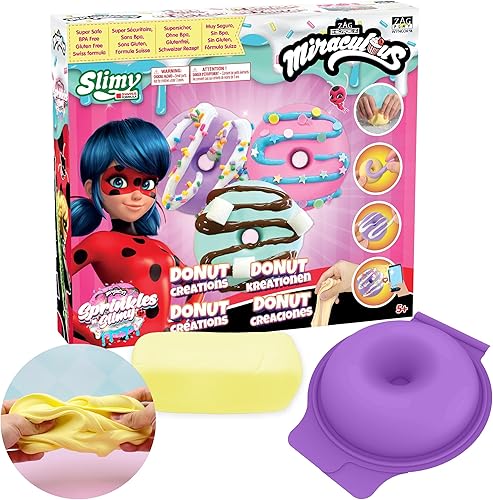 Miraculous Ladybug - Sprinkles n' Slimy Donuts - Kit de limo para niñas y niños, juguetes de juego de rol para niños con fabricante de donas, slime