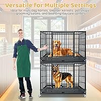 Vista 9 de Jaula para perros apilable de 47 pulgadas, resistente e indestructible, a prueba de escapes, para perros grandes de alta ansiedad, perrera XL