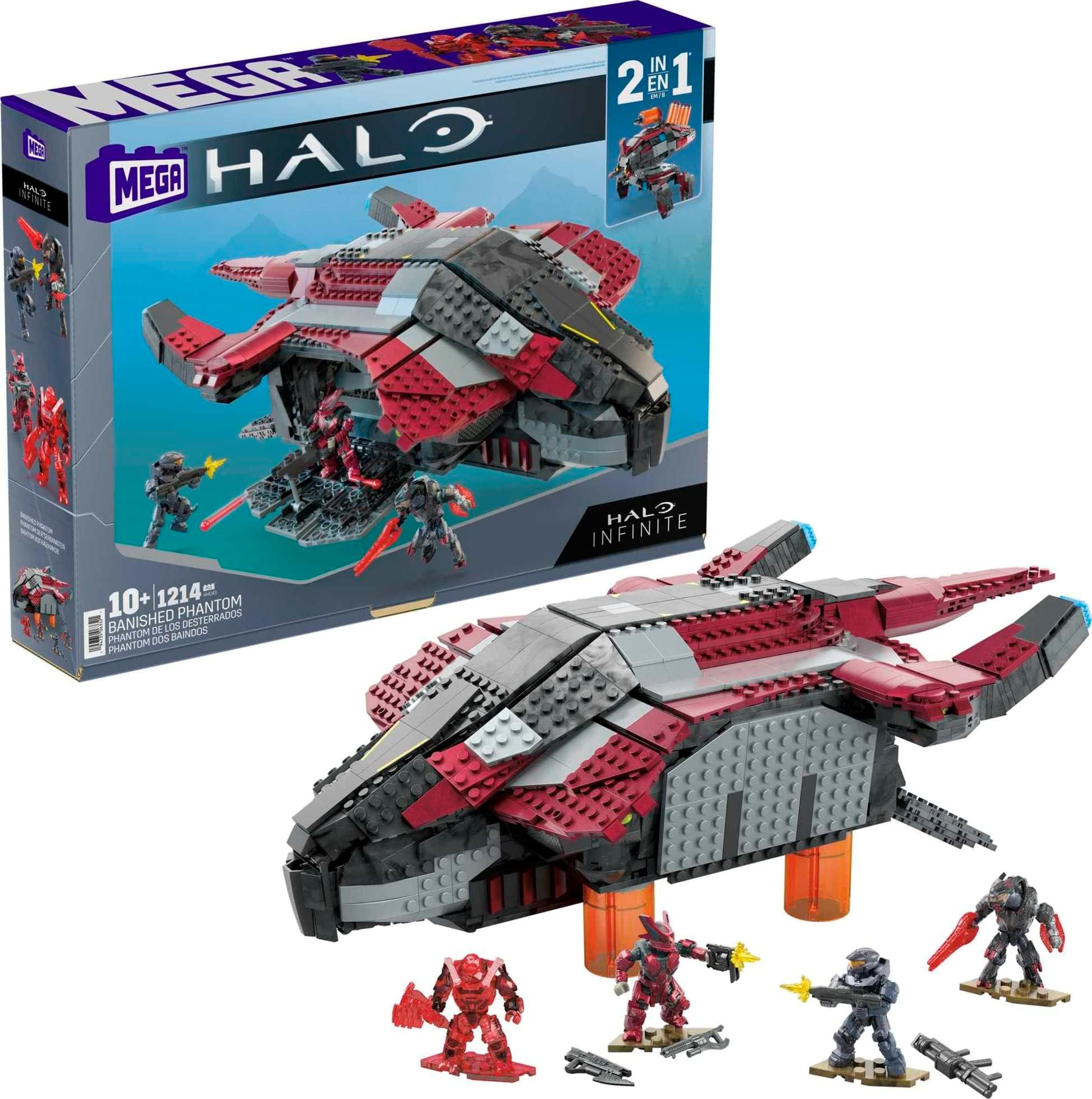 Mega Halo Banished Phantom Aircraft Halo Infinite Construction Set, Building Toys for Boys, Ages 8+