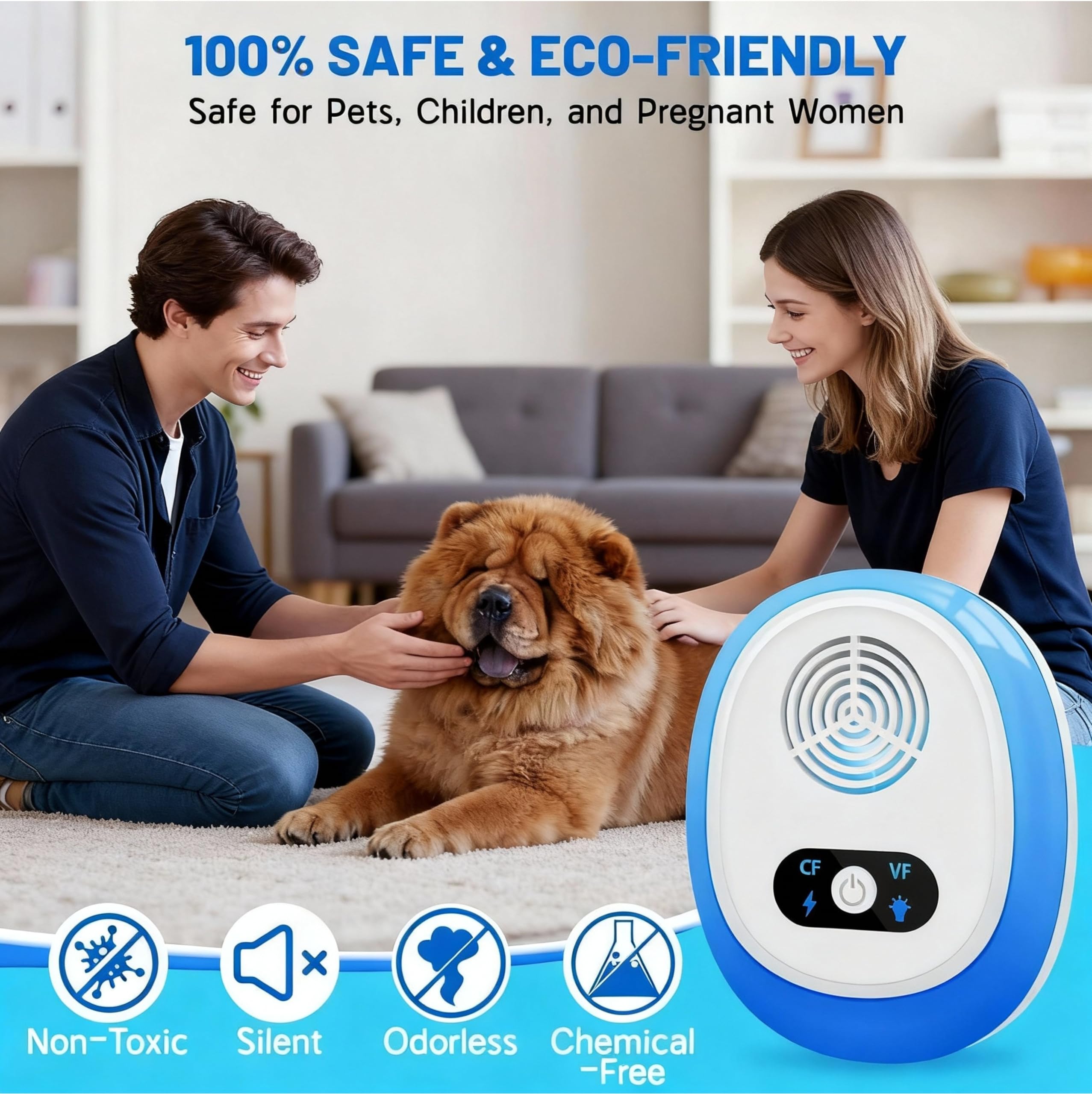 Repelente Ultrasónico de Plagas, 4-Pack, Plug & Play, Silencioso, Ahuyentador Eléctrico para Ratas, Cucarachas, Mosquitos, Alternativa Ecológica, Enchufe Tipo C CEE 7/16 EU