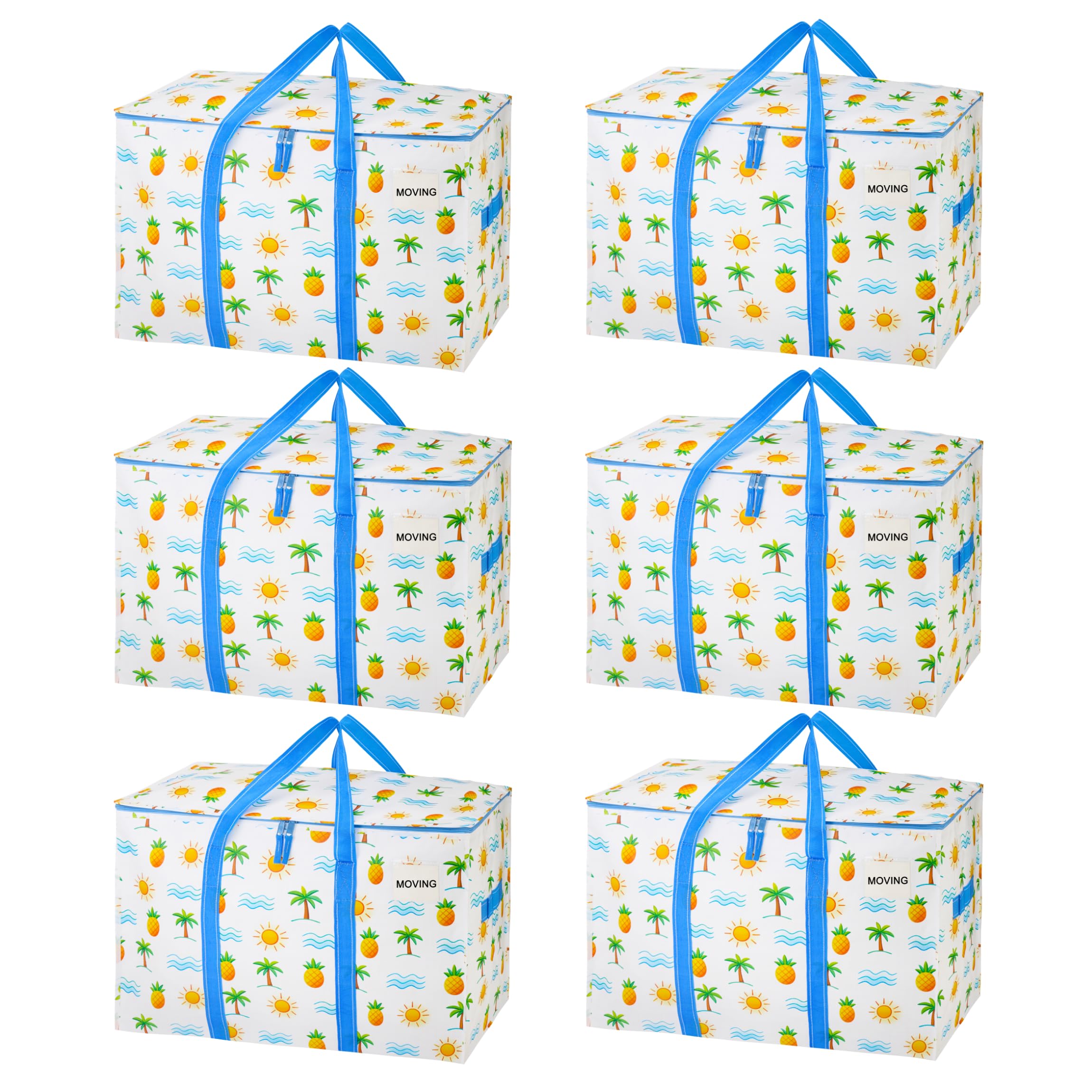 VENO 6 Pack Extra Large Moving Storage Bags with Zips, Heavy-Duty Organizer Tote, Tropical Island — image 1