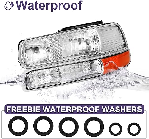 Miniatura 4 de Conjunto de faros delanteros para Chevy Silverado 99 00 01 02 1999 2000 2002 Silverado 1500 2500 1500HD 2500HD 3500HD00-06 Chevy Tahoe Suburban 1500