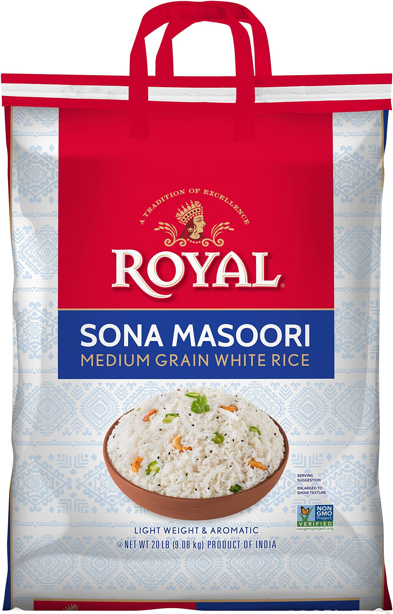 Royal Sona Masoori Rice, 20 Lb Bag