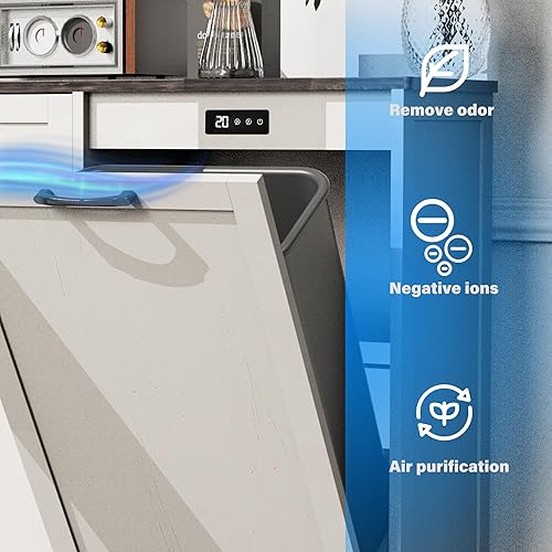 Miniatura 4 de Armario de basura de doble inclinación, isla de cocina con almacenamiento de basura, armario de basura para cocinas, armario de madera con bote de