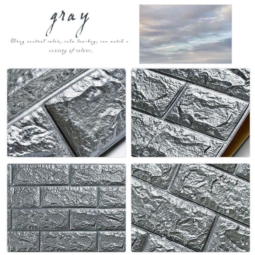 Amazon.co.jp: 3D立体壁紙 DIYレンガ調壁紙シール 70x77CM ウォール