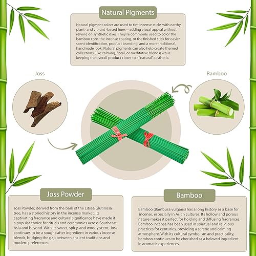 Miniatura 3 de 1000 varitas de incienso sin perfume (verde) de 11 pulgadas, 100% natural de joss y bambú de 11 pulgadas en blanco punk, para hacer incienso de