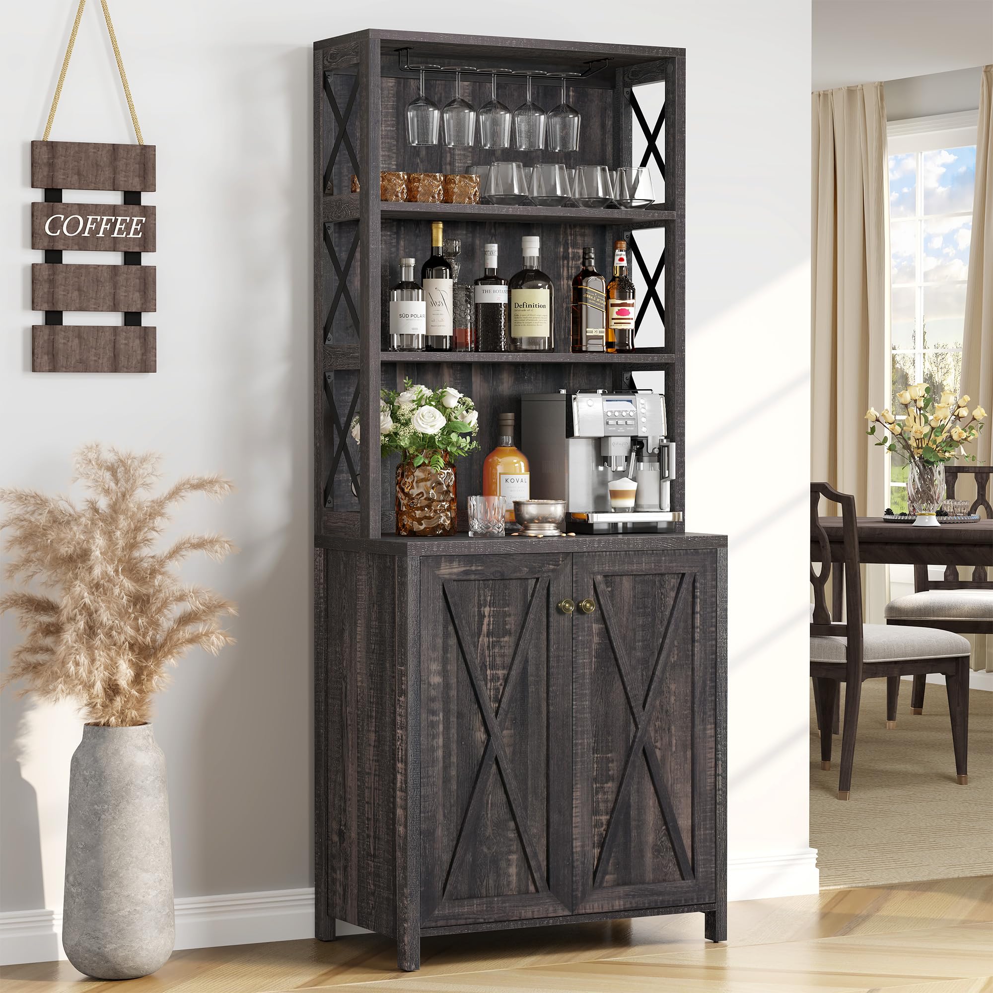 Snapklik.com : YITAHOME Bar Cabinet For Liquor And Glasses, 67 Inch ...
