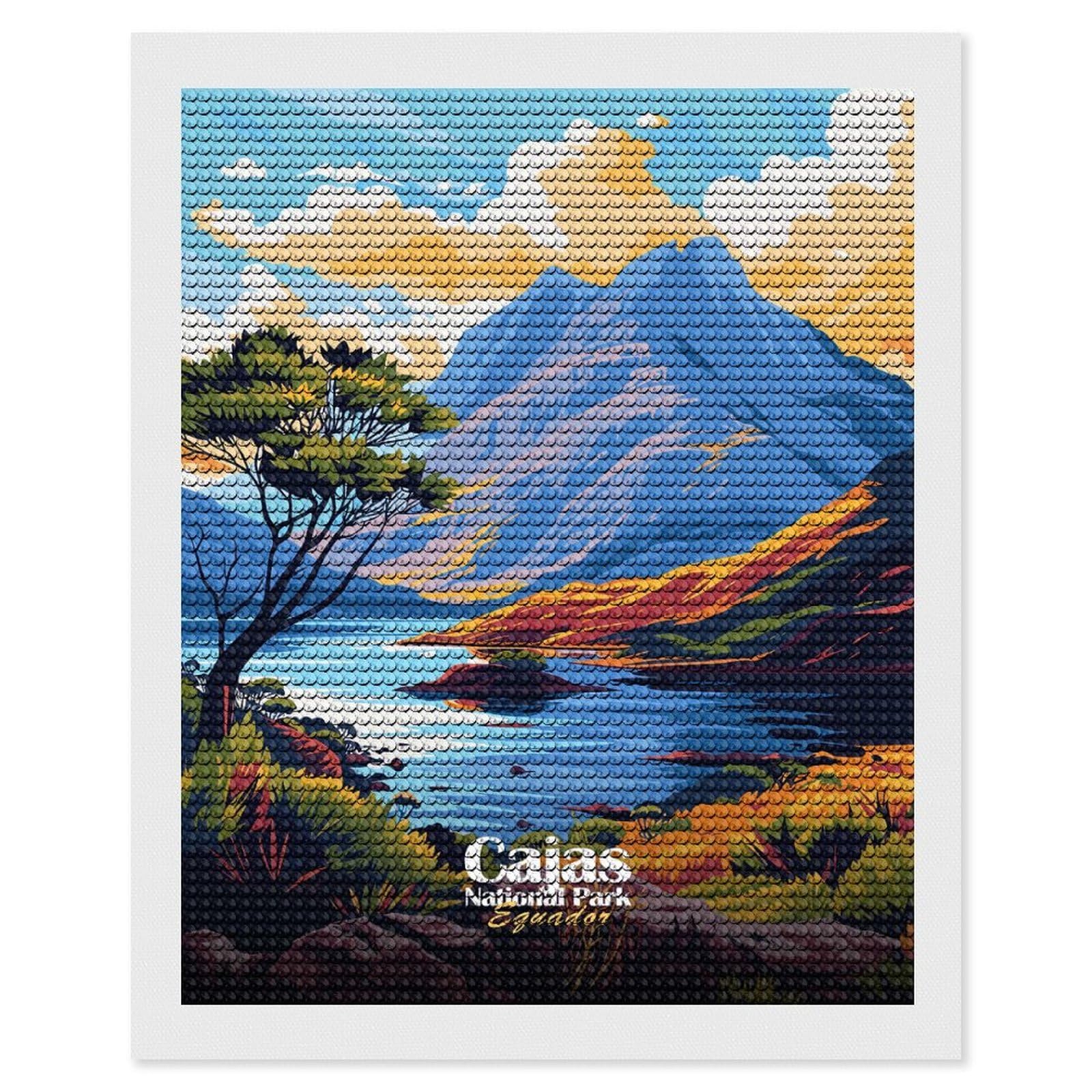 Junmoney Cajas National Park, Ecuador Landscape Diamond Art Kit 16"x20", Relaxing DIY Hobby, Satisfying Creative Project, Living Room Decor, for Women