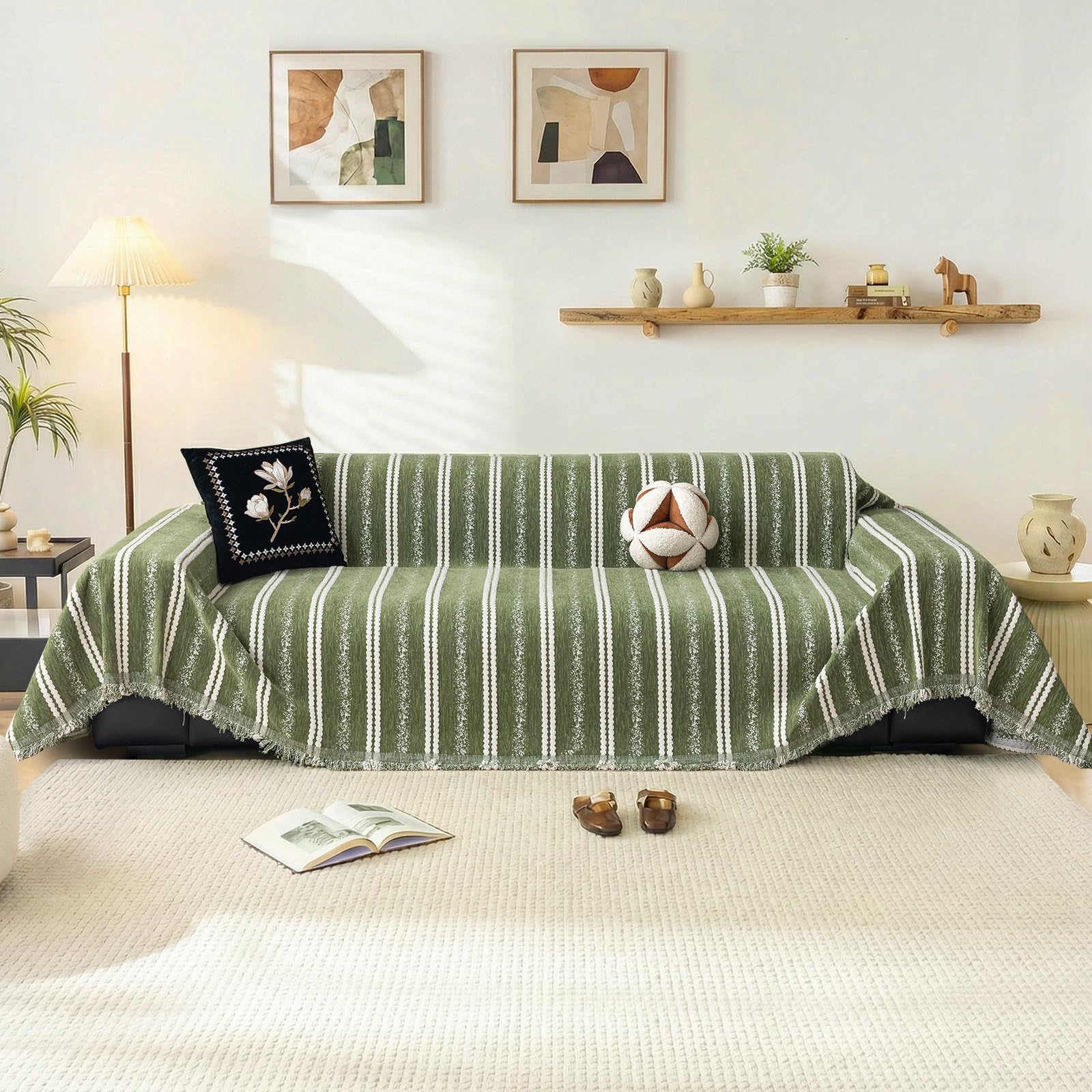 GKXLH Sofa Cover Washable - New Soft 800gsm Chenille Sofa Covers 2 3 4 Seater, Non Slip Love Seat Sofa Slipcovers, Couch Covers for Sectional Sofa, Couch Cover for Pet Furniture Protector (180x380cm)