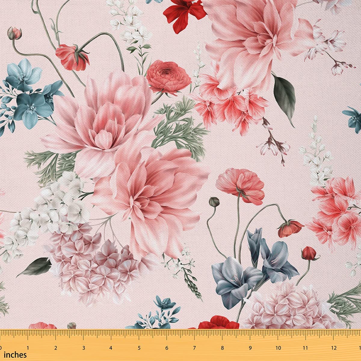 Richhome Girls Multi 18 Watercolor Flowers Fabric By The Yard Colorful Wild Floral Outdoor Plants Fabric For Sewing Lovers Botanical Leaves Nature Garden Fabric For Room Decor And Diy Upholstery 5 Yards