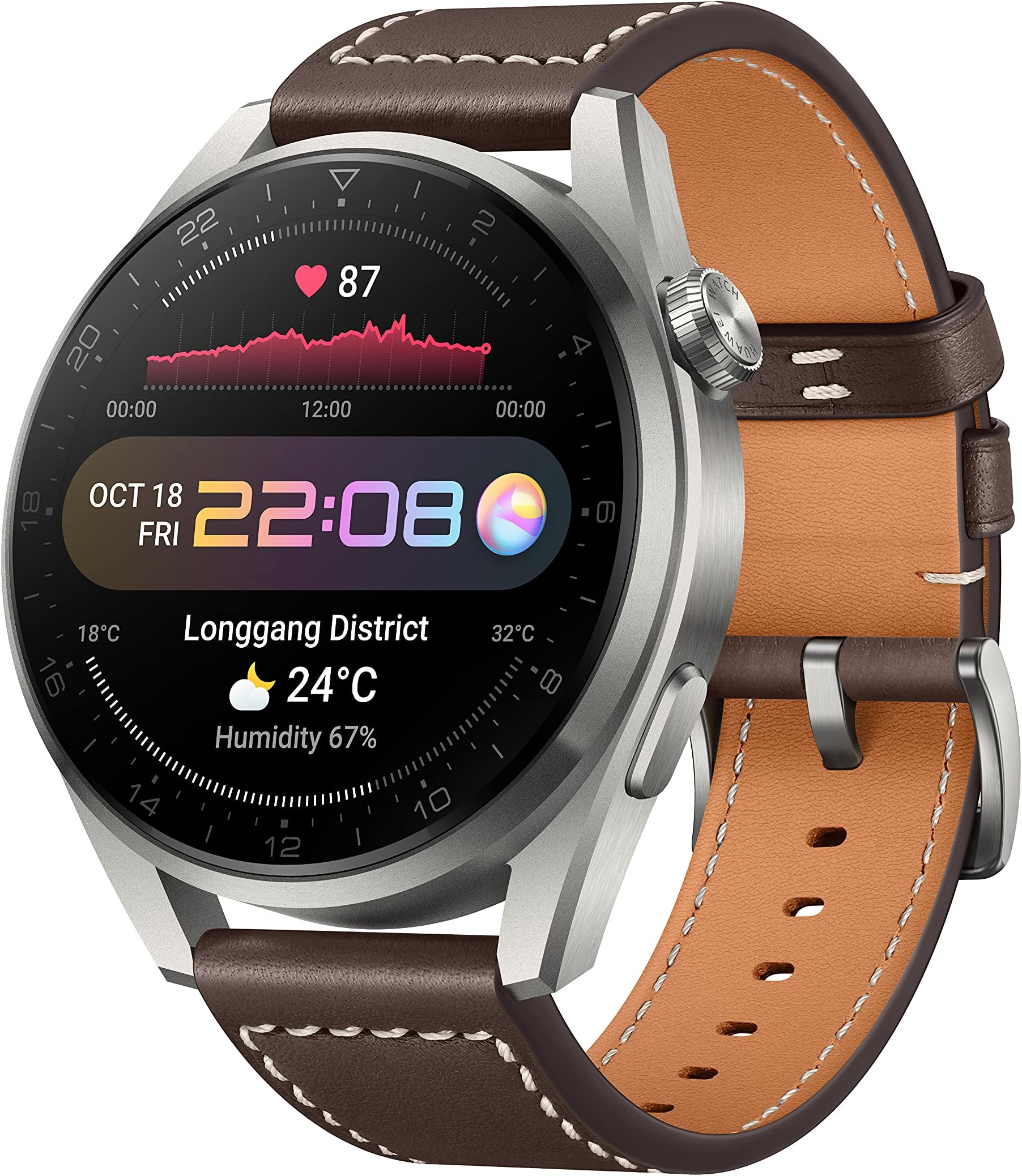 HUAWEI WATCH 3 Pro - 4G Connected Smartwatch with All-Day Health Monitoring, Independent Calling, 24/7 SpO2 and Heart Rate Built-in GPS, Up to 21 Days Battery Life, Brown Leather, Bluetooth